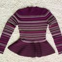 Ted Baker London Purple Stripe Peplum Blouse Sweater Photo 1