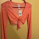 l*space L* Cover Up Bandera Top Sheer Mesh Tie Front Pink/Orange Size XS Photo 5