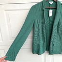 J.Jill NWT  Womens Blazer Jacket Green Blue Stripe Knit  Linen Blend Small Photo 5