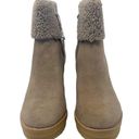 Ralph Lauren NEW LAUREN  Steph Shearling-Cuff Wedge Booties Taupe Size 9.5 Photo 2