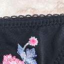 Topshop Black and Pink  Floral Embroidered String Bikini Bottoms Photo 5