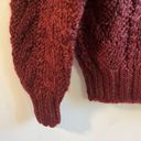 JACK  Winter Sweater Handmade Burgundy Crew Neck 
Puff Sleeve Cable Knit Sz L GUC Photo 4