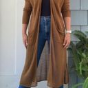 The Row  Long Open Front Cardigan Duster in Brown Linen Blend S / M Photo 14