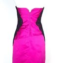 David's Bridal  Y2K Hot Pink Satin Strapless Prom Dress Black Lace Pleated Size 2 Photo 4