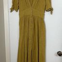 Free People  Love Of My Life Midi button down Dress honey gold size us Small Photo 3