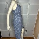 Majorelle  Anna Dress in Blue Ditsy Mini Faux Wrap Size L Boho Floral Linen Blend Photo 9