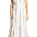 J.Crew  tiered maxi dress poplin vertical rainbow stripes square neck sleeveless Photo 1