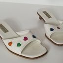 Brighton NWOT  “Rain” white kitten heel rainbow heart multicolor slide mule Photo 0