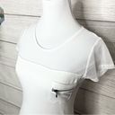 Glitz  Y2K White Semi Sheer Zipper Pocket Top Size Small Photo 3