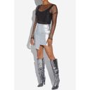 Shoedazzle  Beckey Slouchy Stiletto Boot Faux Leather Silver Foil Size 5.5 New Photo 1