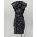 Sue Wong  Sheath Dress Ribbon Soutache Floral Pattern Scoop Neck Black White 0 Photo 4