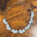 Vintage Blue  Lucite Flower Necklace with AB Center Photo 0