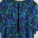 Laurence Kazar VTG  7X 100% Silk Sequin Beaded Blouse Peacock Green Blue Evening Photo 5