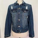 Love Tree medium wash distressed ripped denim jacket Photo 0