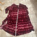 Torrid Women's  Wine Tie Dye Gauze Kimono Cardigan Size 4 Red Long Sleeve EUC Photo 4