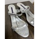 Ralph Lauren Collection Purple Label Silver Open For Sandals Kitten Heel Size 10 Photo 3