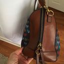 Fossil  Sydney Satchel Brown and Navy With Hearts Med Size Crossbody Satchel Bag Photo 4