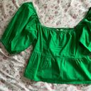 Sim & Sam  kelly green puff sleeve peplum cropped blouse square neck size XL Photo 1