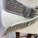 Fendi Metallic Silver Leather PVC wide cinch belt 2007 runway Womens FLAWED Photo 7