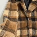 American Eagle  Outfitters Plaid Teddy Full Coat Oversize Brown Tan Lined Size L Photo 4