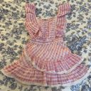 Love Shack Fancy Leon Pink Gingham Floral Ruffle Dress Photo 1