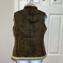 Woolrich  Saddle Brown Leaf Embroidered Faux Sherpa Lined Vest Jacket Sz M Photo 2