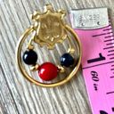 Black Bead Gold tone red and  post earrings Photo 2