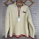 Piper SmartPak  Sherpa quarter Zip Pullover sweatshirt Size Large Ivory Barn Red Photo 1