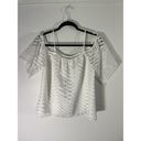 Parker  Women’s Cold Shoulder Cropped White Raised Pattern‎ Lined Top Summer Photo 1