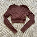 Klassy Network  Soft Modal and Spandex Blend Longsleeve Brown Wrap Crossover Top Photo 4