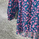 Bobeau  Blue & Pink Floral Boho Peasant Blouse - Size Small - 3/4 Balloon Sleeves Photo 2