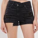 American Eagle Outfitters Black Distressed Denim Mom Shorts Photo 0