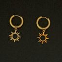 18K Gold Plated Sun Dangle Drop Earrings for Women Photo 1