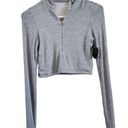 Klassy Network  Gray Crop Jacket 1/2 Zip Ribbed Brami Built in Bra Size Medium Photo 0