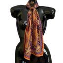 Oscar de la Renta Vintage Printed Silk Long Fringe Scarf Photo 1