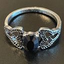Onyx Black  silver plated vintage ring size 6.5 Photo 0