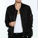 Love Tree  Black Sheen Bomber Jacket with Sleeve Zip Accent size Medium Photo 1