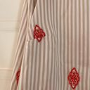 Chico's Chico’s Size 3 Striped Embroidered Collared Blouse  XL Button Down Top Photo 2