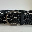 Gap  Black Genuine Leather Wide Woven Free Size Silver Buckle Belt - M Photo 1