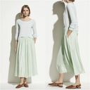 Vince Skirt Gathered Pull-On Midi 100% Silk in Sea Foam Green XL NWT New Photo 1