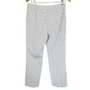 Ralph Lauren Lauren  White Blue Striped Straight Pants Stretch High Rise Womens 8 Photo 3