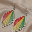 String Art Multicolored Statement Earrings Silver Photo 2