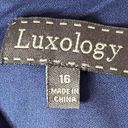 Luxology Navy Floral Print Chiffon High Low Faux Wrap Dress Size 16 New! Photo 3