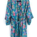 Vintage Val Mode Lingerie Womens Floral Kimono Robe and Cami Set blue Sz Medium Photo 0