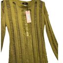 Micas NWT  Open Knit Long Sleeve Olive Green Maxi Dress Size Large Beachwear Photo 5