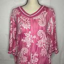 Carole Hochman  Long Dressing Gown Housecoat 1/2 Zip Pink Floral Cotton Sz Small Photo 1
