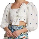 Farm Rio NWOT  100% Cotton Blue Flowers Embroidered Crop Top Blouse Size L Photo 0