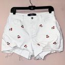 Hollister White Cherry Embroidered Curvy High Rise Mom Short 3” Size 9 NWOT! Photo 1