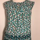 Liz Claiborne  sleeveless blouse shirt top tank green career draped pleated M Photo 0