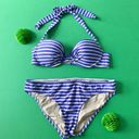 J.Crew  bikini set size Medium purple white top bottom  Photo 0